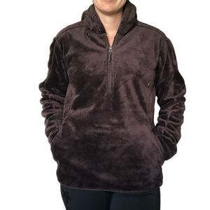 Nike ACG 1/2 Zip Fleece Jacket Brown Warm Hooded Women Size Large Pullover